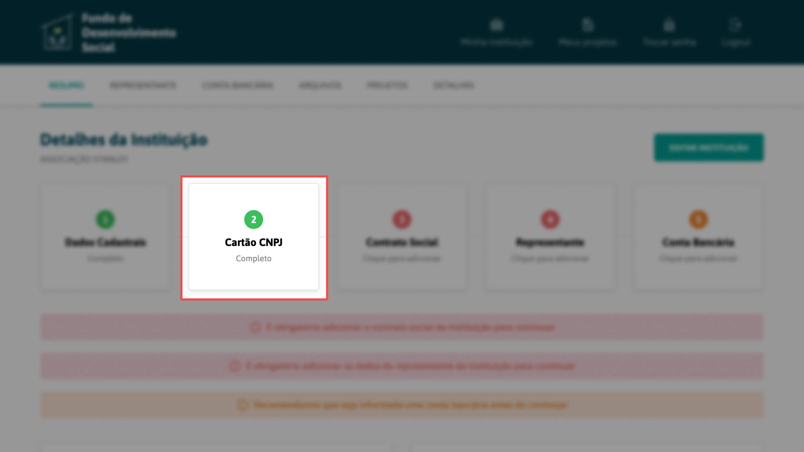 Confirma o carregamento de um Cartão CNPJ